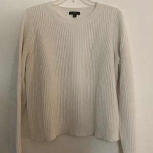 J Crew Fisherman Sweater Cotton-Cashmere XL White